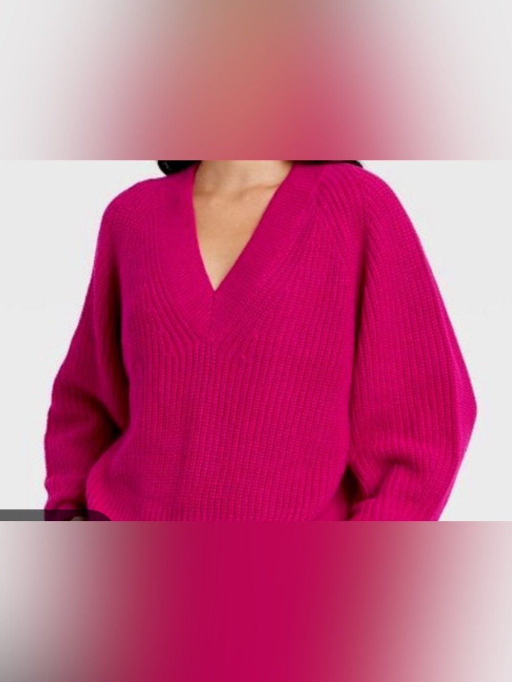 a new day V-Neck Shaker Hot Pink Sweater, size XL